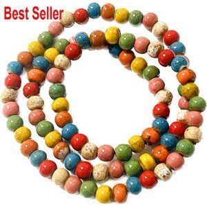 Ceramic Wrap Bracelet 3 Row Wide Layered Stackable Stretch Bracelet